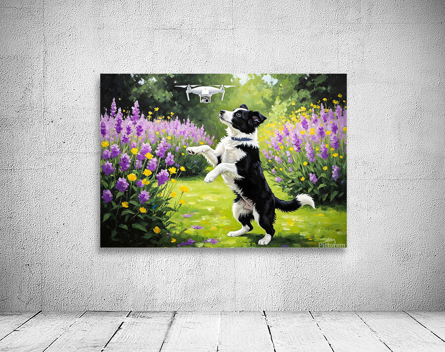 Border Collie Puppy Spots Something In The Sky Wall Preview