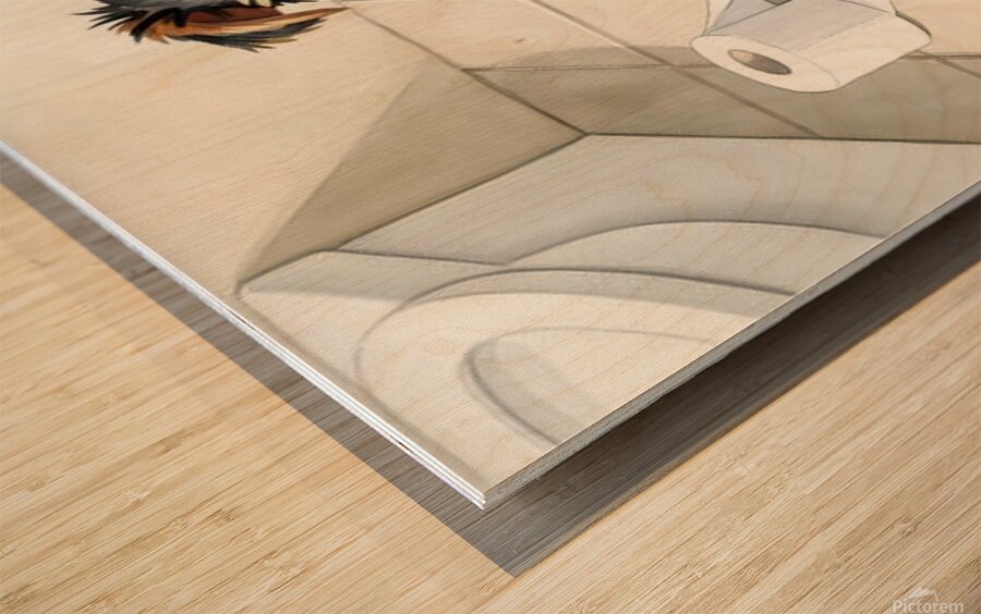 Brown Yorkshire Terrier Puppy With Unrolled Toilet Paper Trail Wood print