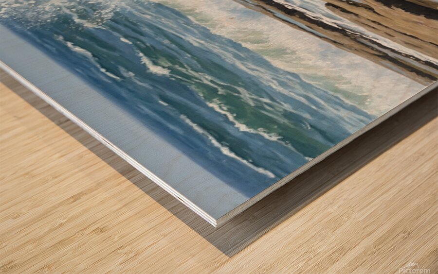 Golden Retriever Puppy Discovers Tide Pools Wood print