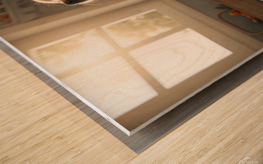 Golden Retriever Puppy Discovers Empty Food Bowl Impression sur bois