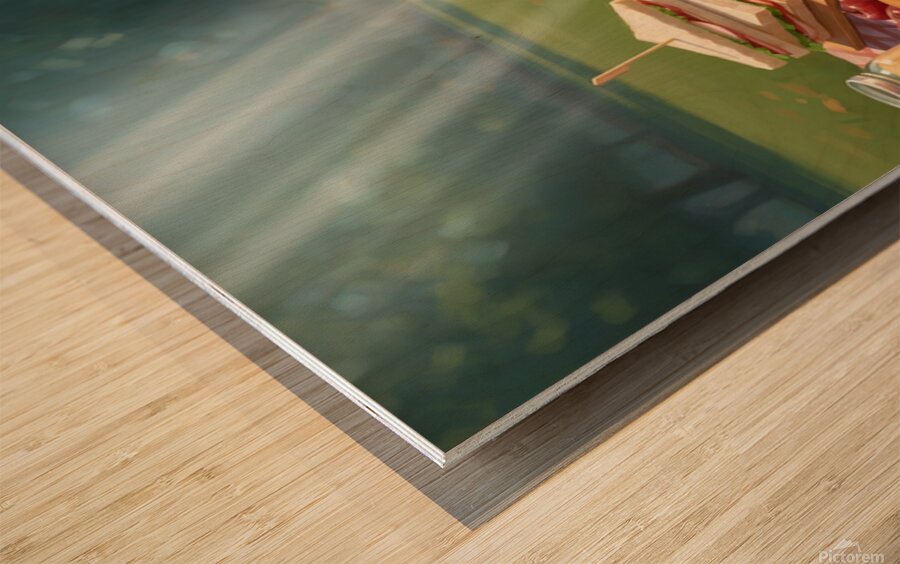 Patient Bichon Frise Waits For Picnic Treats Wood print