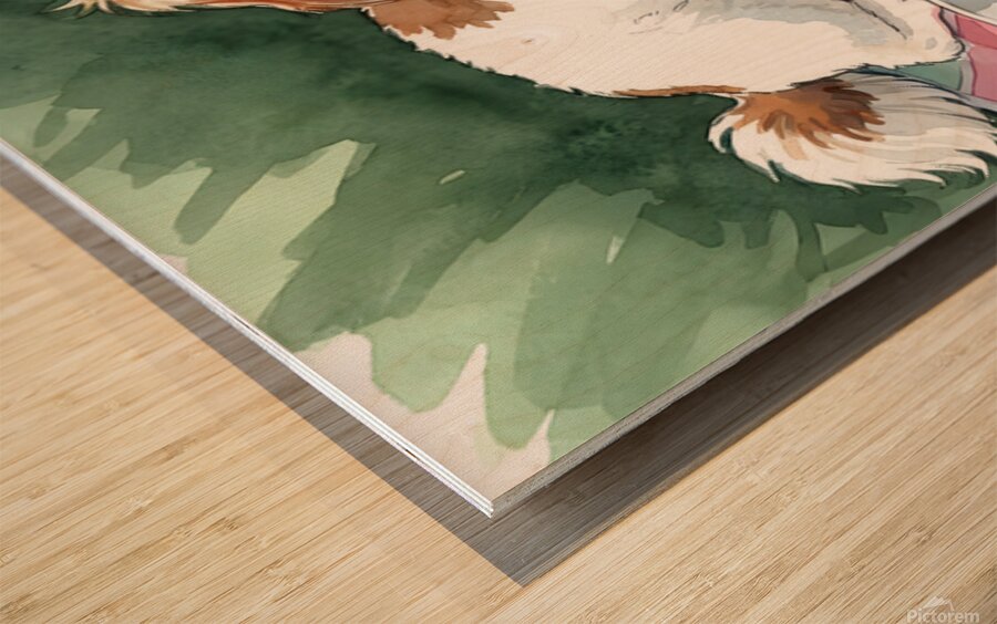 Tired Shih Tzu Puppy Rests After Beach Day With Sunglasses Wood print