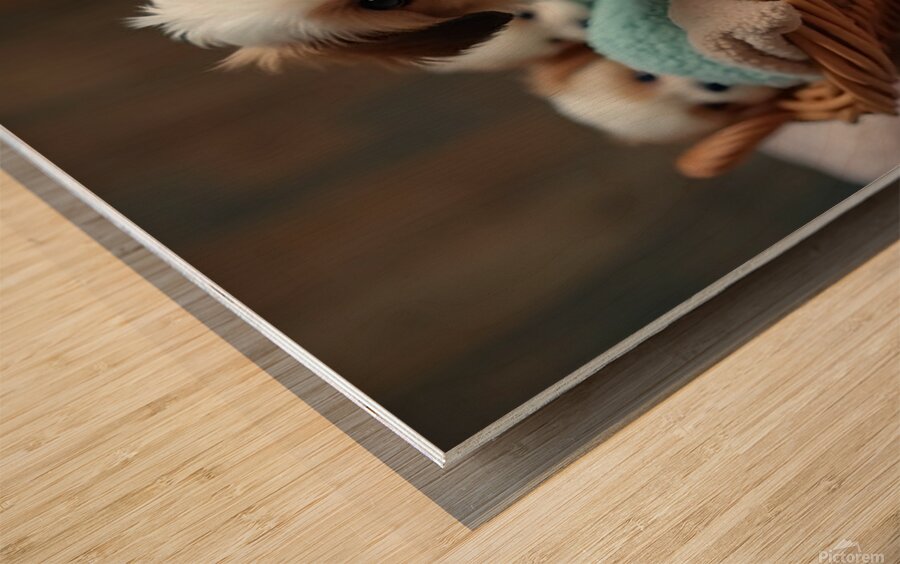 Shih Tzu Puppy Discovers Cozy Laundry Basket Adventure Wood print