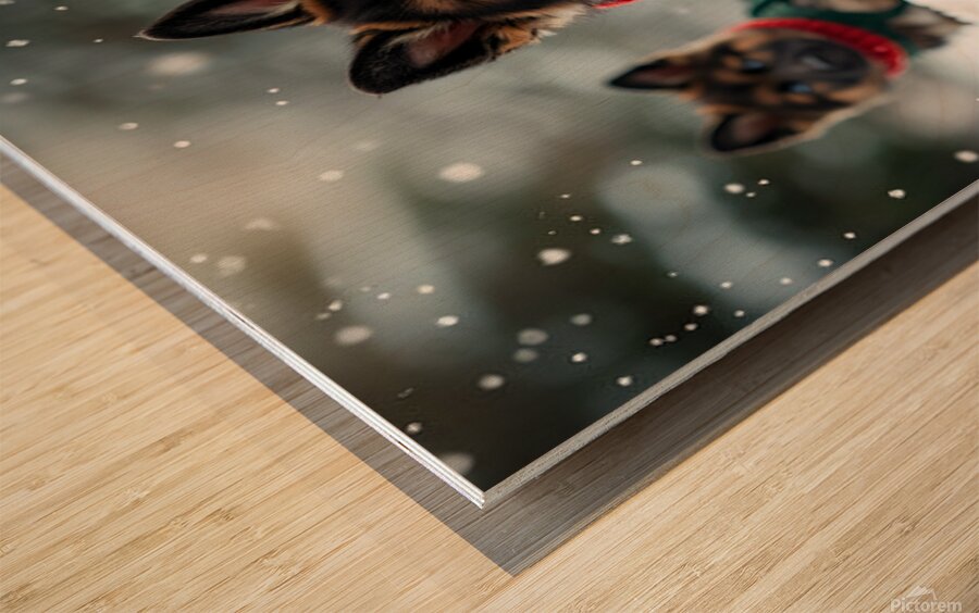 German Shepherd Puppys First Snow Day Adventure Impression sur bois