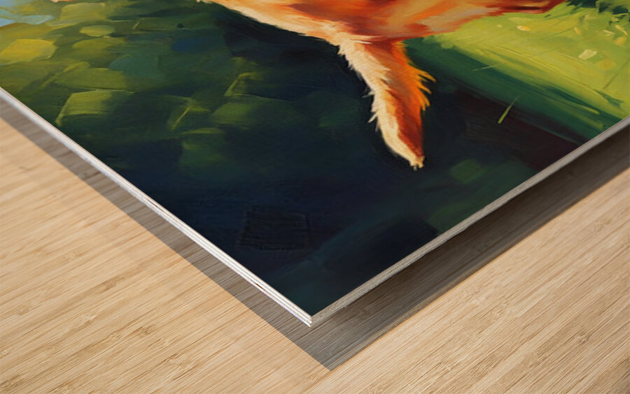 Happy Labrador Puppy Playing In Sunny Garden Wood print