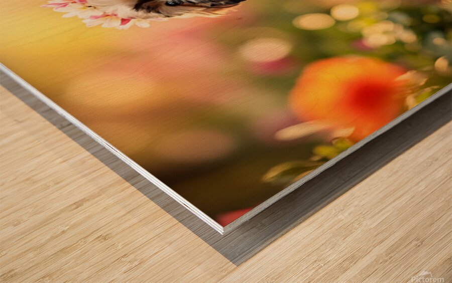 Shih Tzu Puppy Sits Proudly Wearing Flower Crown Impression sur bois