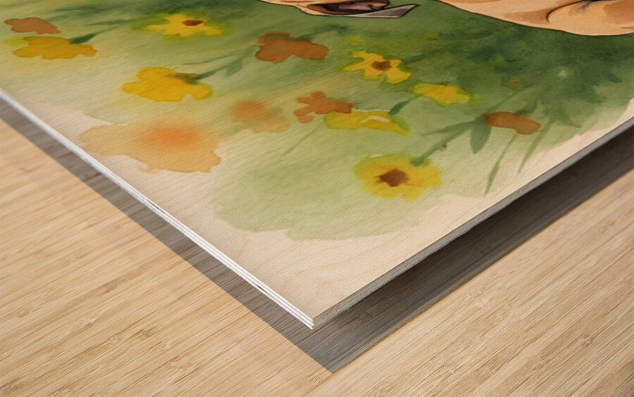 Bulldog Puppy Rests With New Best Friend Wood print