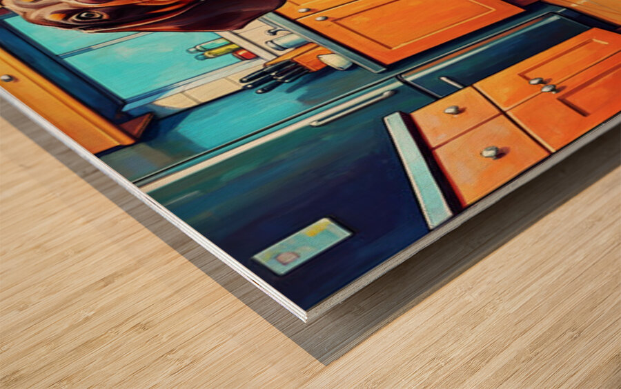 Happy Dachshund Puppy After Getting Delicious Treat Impression sur bois