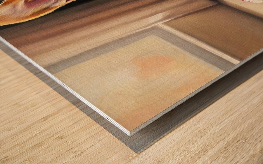 Happy Messy Corgi After Birthday Cake Wood print