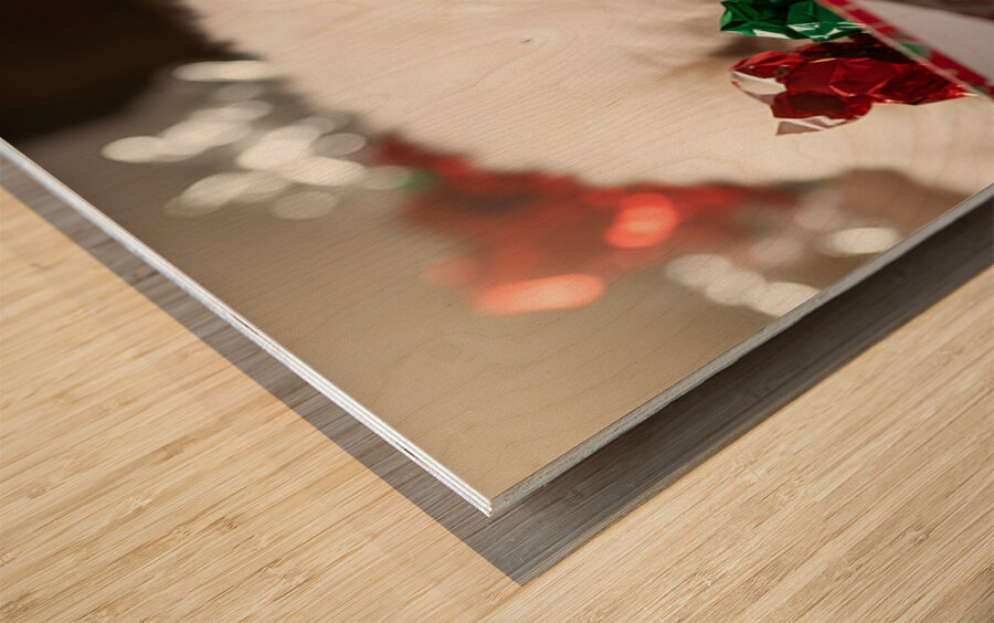 Sleepy Bichon Frise Puppy Naps Among Holiday Wrapping Wood print