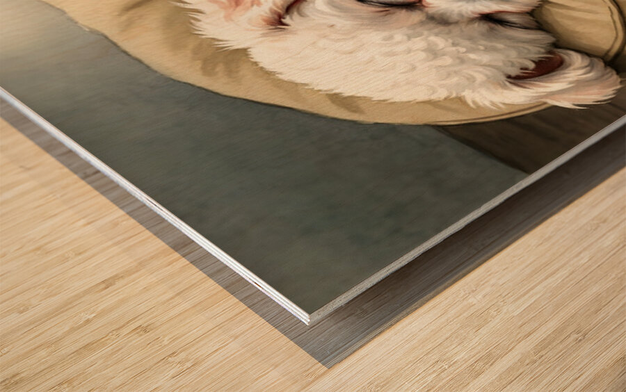 Bichon Frise Puppy Dreams Peacefully Wood print