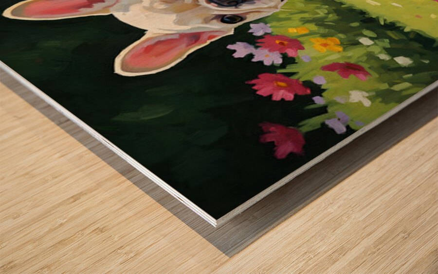 French Bulldog Puppy Running In Sunny Yard Impression sur bois