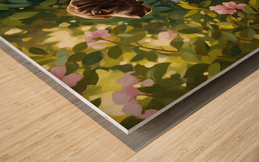 German Shorthaired Pointer Puppy Befriends Cat Wood print