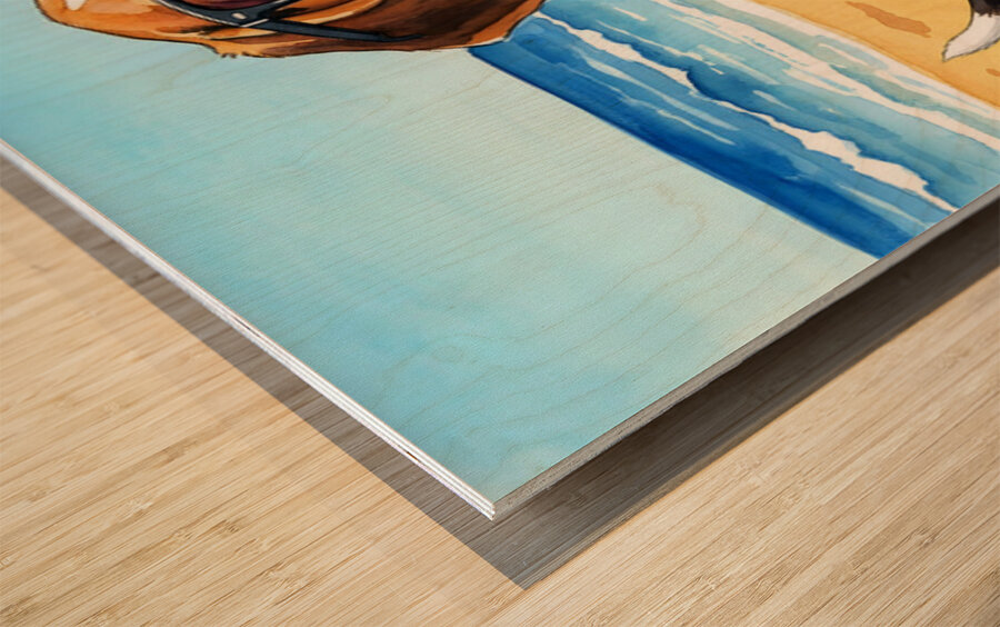 Beagle Puppy Gets Ready For Beach Adventure Impression sur bois