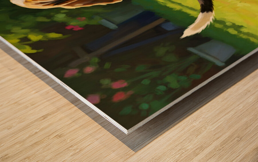 Beagle Puppy Meets New Friend Wood print