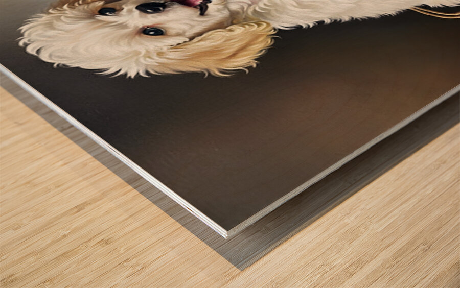 Triumphant Poodle Puppy Completes Paper Bag Adventure Wood print