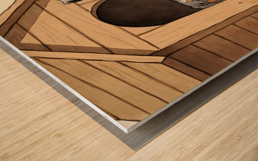 Happy Australian Shepherd Puppy Free From Crowded House Impression sur bois