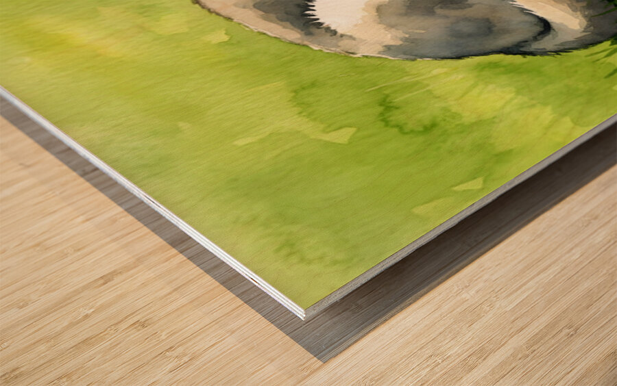 Content Husky Puppy Enjoys Victory With Bone Impression sur bois