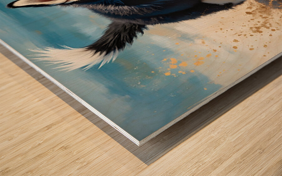 Husky Puppy Digging Excitedly In Beach Sand Wood print