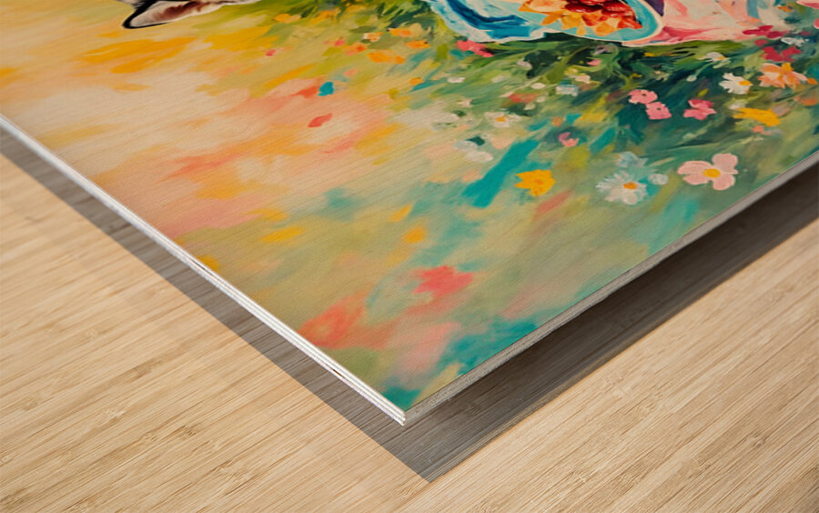 Husky Puppy Discovers Picnic Spread Impression sur bois