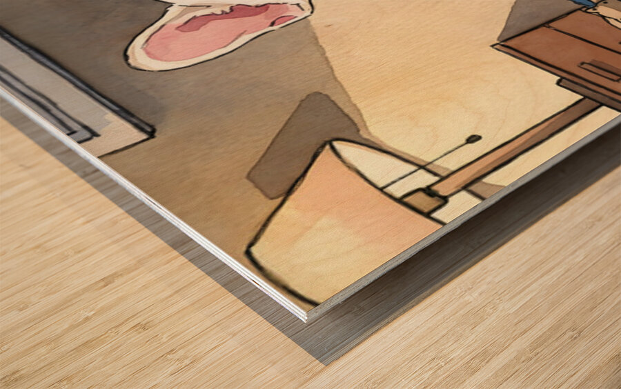 French Bulldog Puppy Getting Sleepy At Bedtime Impression sur bois