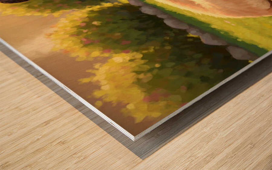 Golden Retriever Puppy Naps After Fun Day Playing Wood print