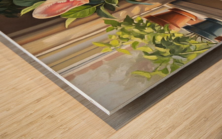 French Bulldog Puppy Sits Alert On Blue Cushion Impression sur bois