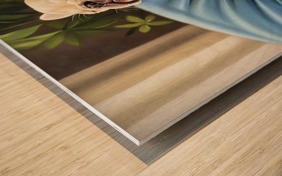 French Bulldog Puppy Sound Asleep Sitting Upright Impression sur bois