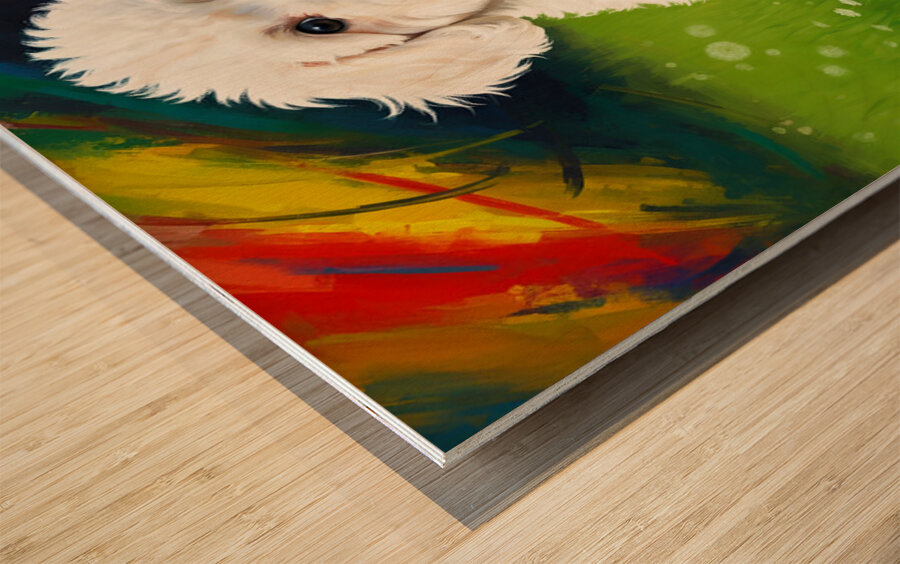 Sleepy Bichon Frise Puppy Resting Peacefully Wood print