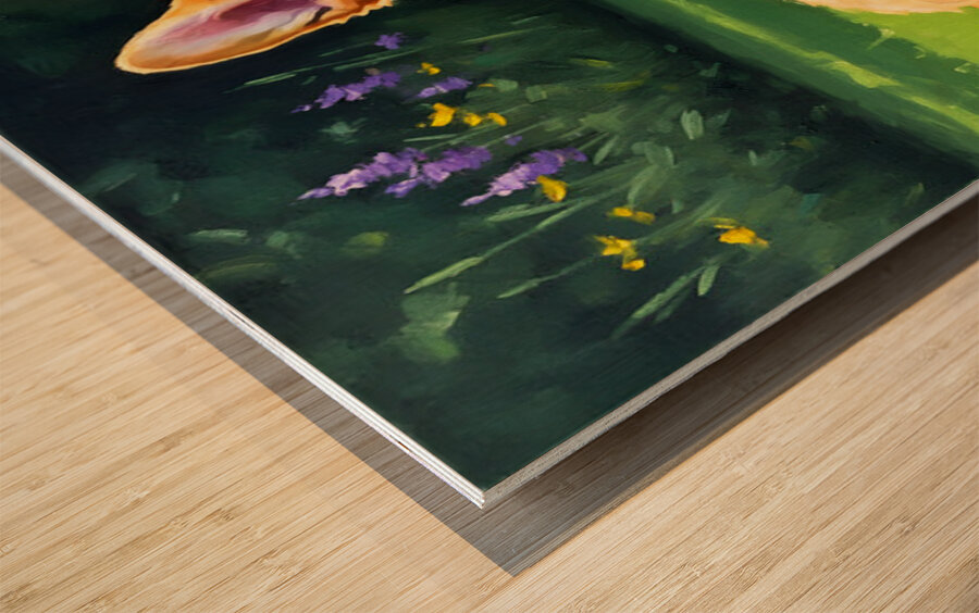 Pembroke Welsh Corgi Puppy Discovers New Hand Game Wood print