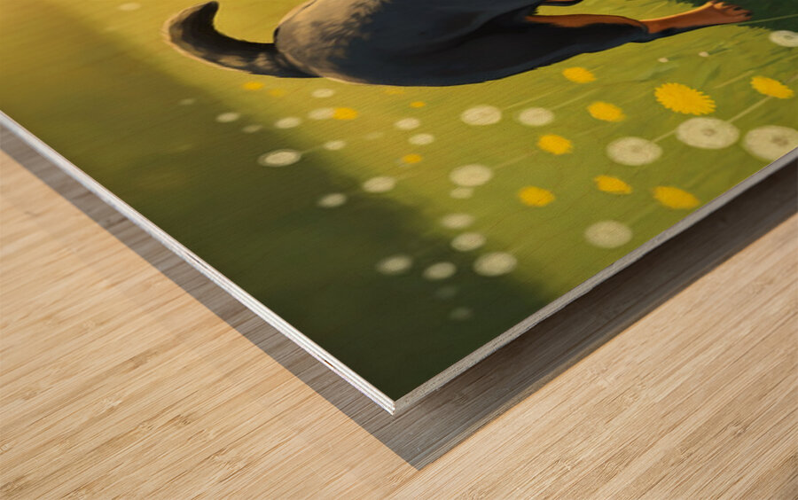 Rottweiler Puppy Finds Perfect Sunny Spot Wood print