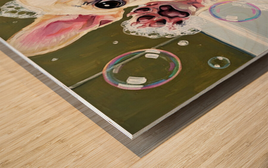 French Bulldog Puppys Bubble Bath Adventure Begins Impression sur bois