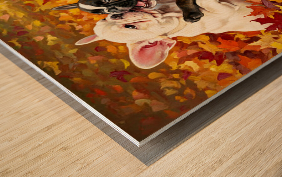French Bulldog Puppy Rests After Autumn Play Wood print