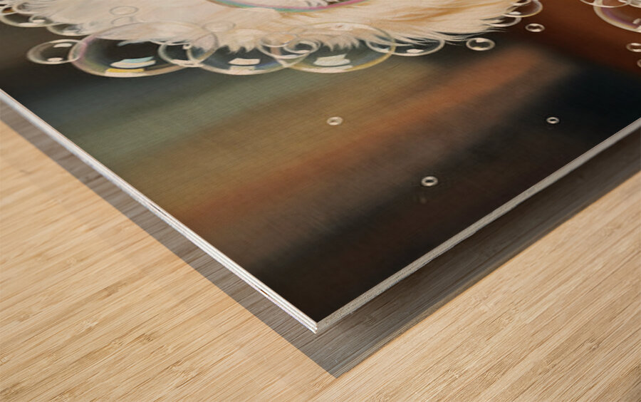 Happy Poodle Puppy After Bubble Adventure Impression sur bois