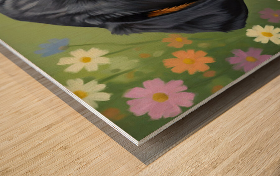 Sleepy Rottweiler Puppy Dreams Over Open Book Impression sur bois