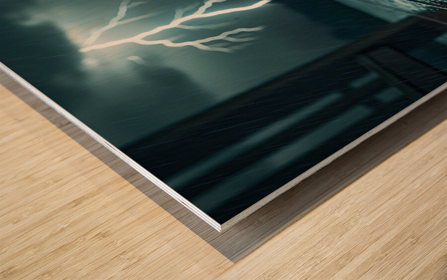 Dachshund Puppy Watches Storm From Covered Porch Wood print