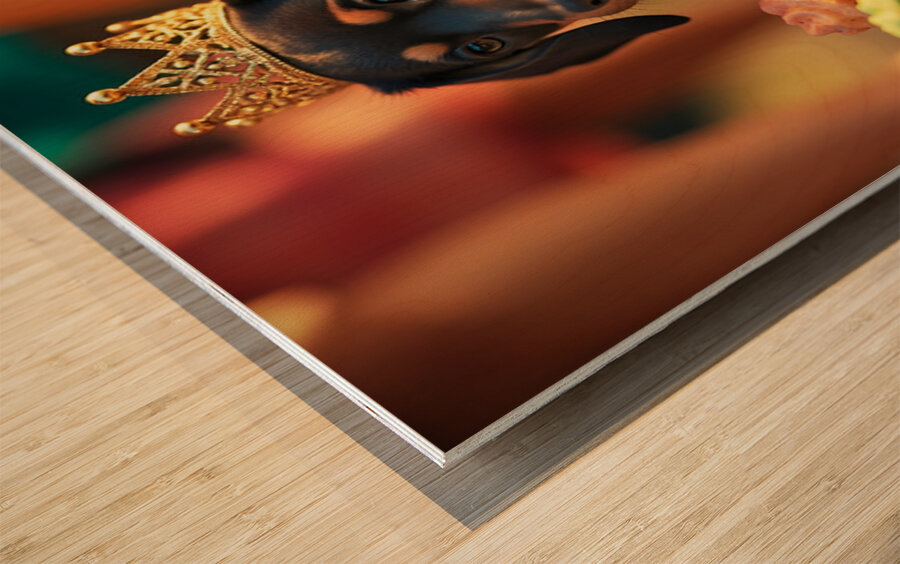 Tired Birthday Puppy Rests After Party Fun Impression sur bois