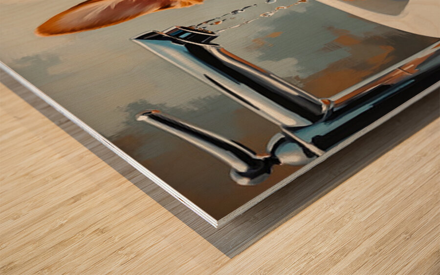 Nervous Corgi Puppy Waits In Bathroom Sink Impression sur bois