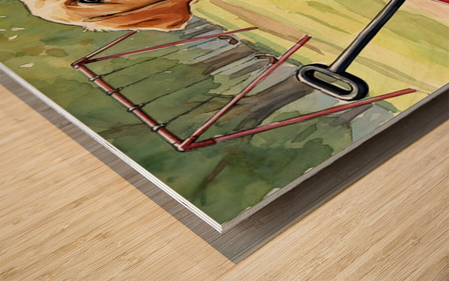 Happy Puppy Relaxes After Fun Adventure Wood print