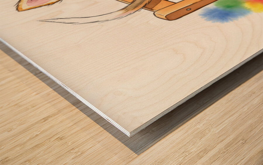 Puppy Participates In Family Board Game Wood print