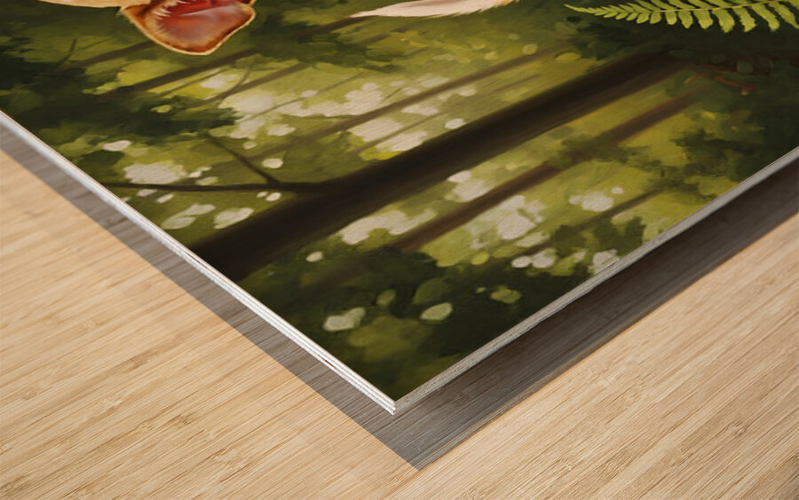 Chihuahua Puppy Spots Squirrel In Tree Wood print