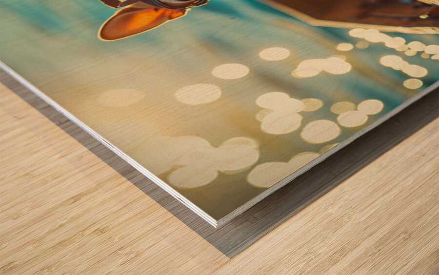 Chihuahua Puppy At Lake With Aviator Goggles Wood print