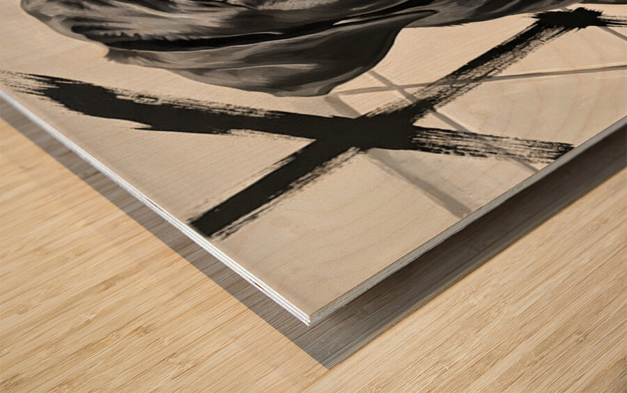 Happy Puppy Enjoys Delicious Peanut Butter Experience Wood print