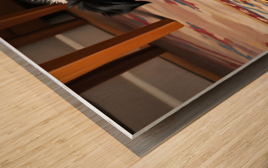 Border Collie Puppy Discovers Perfect Hiding Spot Wood print