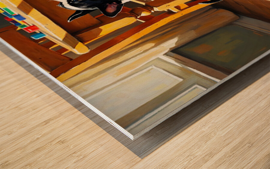 Boston Terrier Puppy Watches Family Board Game Wood print