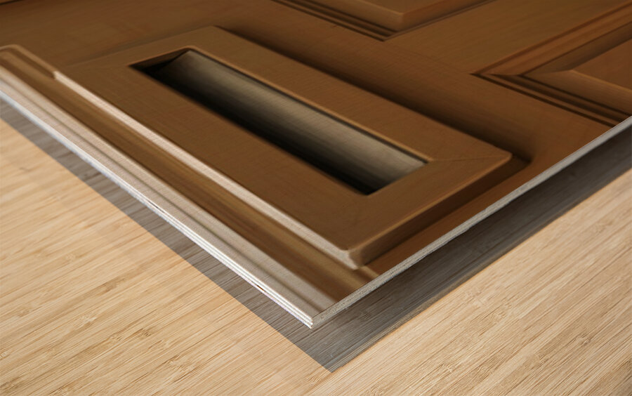 Patient Husky Puppy Guards The Mail Slot Wood print