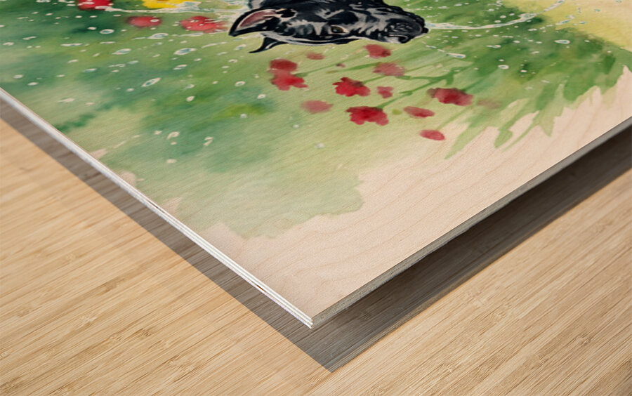 Content Cane Corso Puppy Rests After Rain Play Impression sur bois