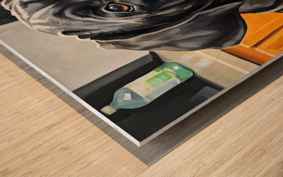 Curious Cane Corso Puppy Discovers New Treat Wood print