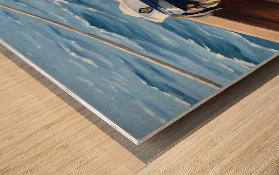 Brave Puppy Navigator Spots Land Ahead Wood print