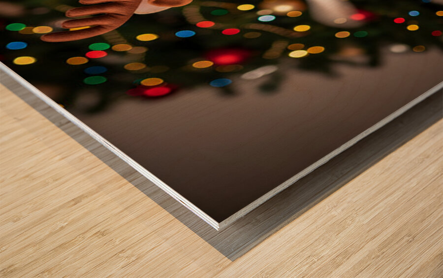 Tired Puppy Rests After Christmas Fun Wood print